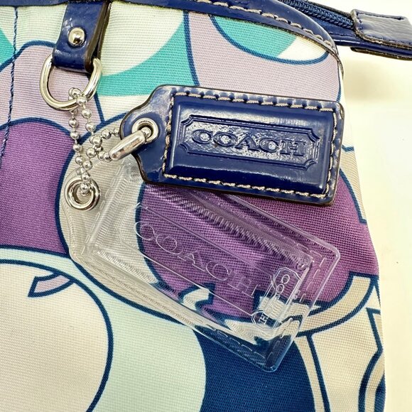 Coach Kyra Scarf Print C Signature Tote Bag Purple/Blue Vintage - No Strap - Picture 9 of 12